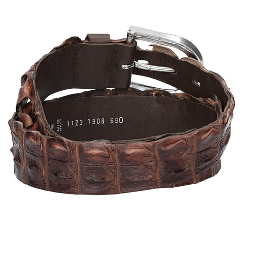 Kroko-Ledergürtel Braun 40mm mit Schließe in Silber - leder-accessoires.com