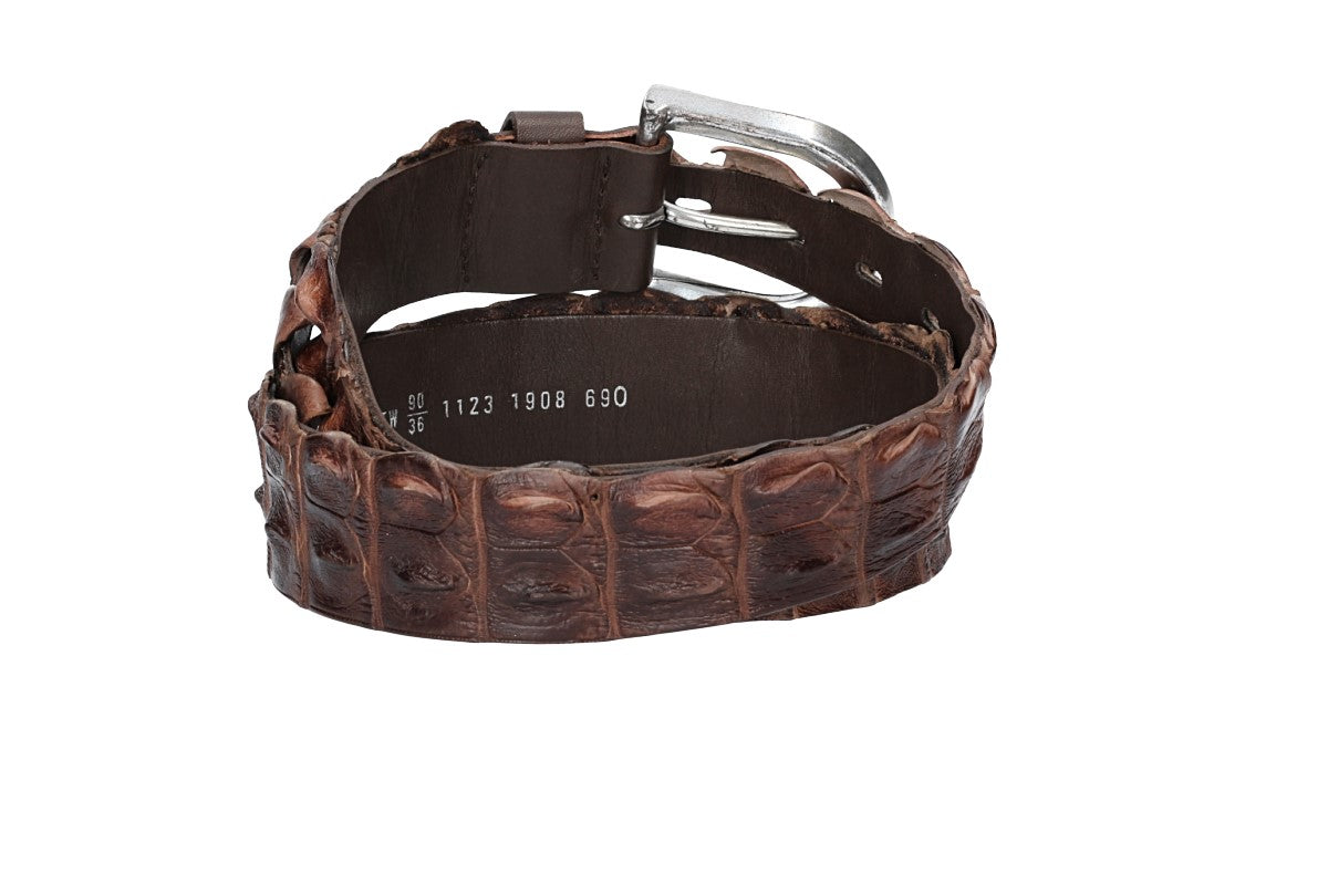 Kroko-Ledergürtel Braun 40mm mit Schließe in Silber - leder-accessoires.com