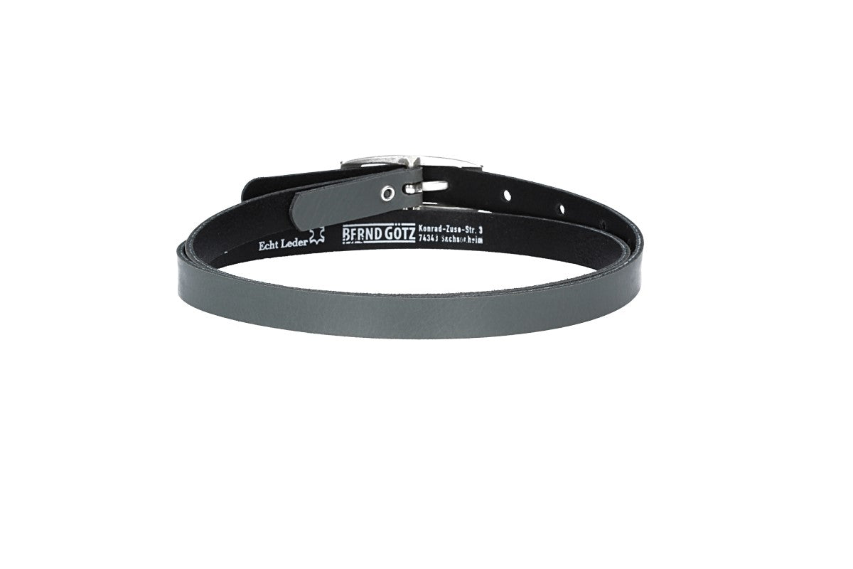 Damen-|Taillengürtel 15mm in Grau mit Vollschließe in Silber - leder-accessoires.com