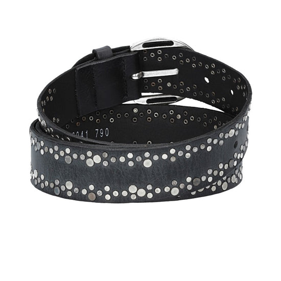 Ledergürtel Schwarz 40mm mit Nieten und Dornschließe - leder-accessoires.com