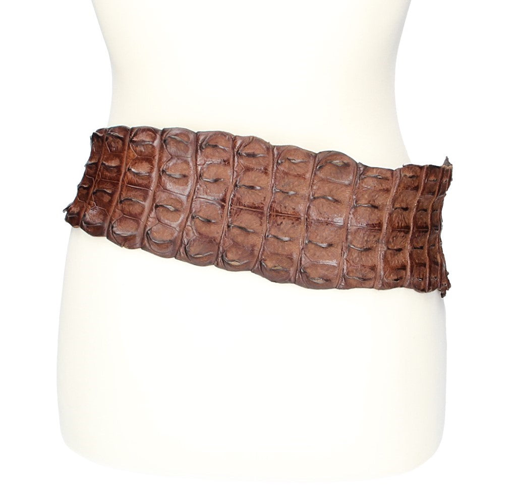 Krokodilgürtel echt Braun mit Kettenverschluss in Silber - leder-accessoires.com