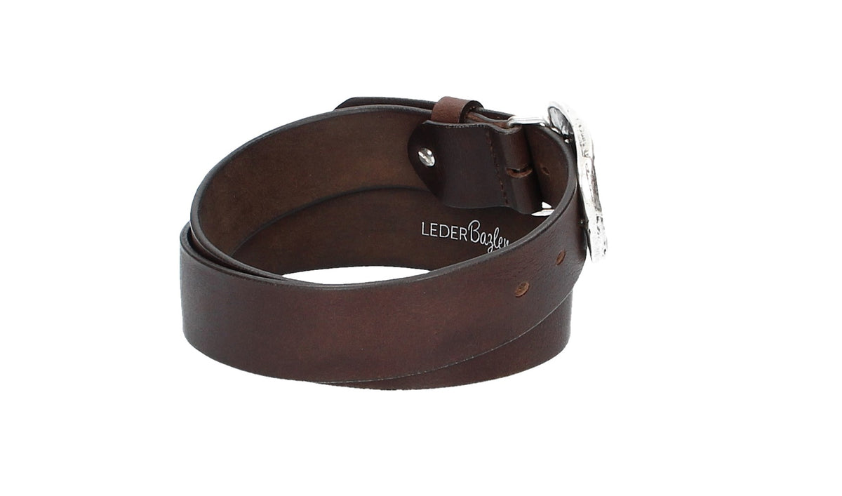 Ledergürtel Braun 40mm mit Koppelschließe in Used Optik - leder-accessoires.com