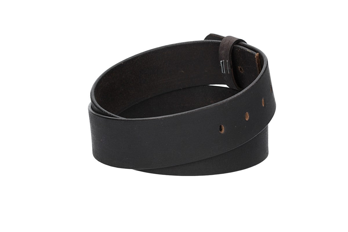Lederriemen | Gürtelrohling Matt 45mm in Schwarz mit Schlaufe und Kapplochteil - leder-accessoires.com