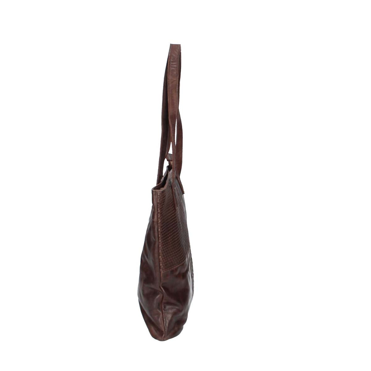 Ledershopper in Braun mit verschiedenen Mustern aus Leder - leder-accessoires.com