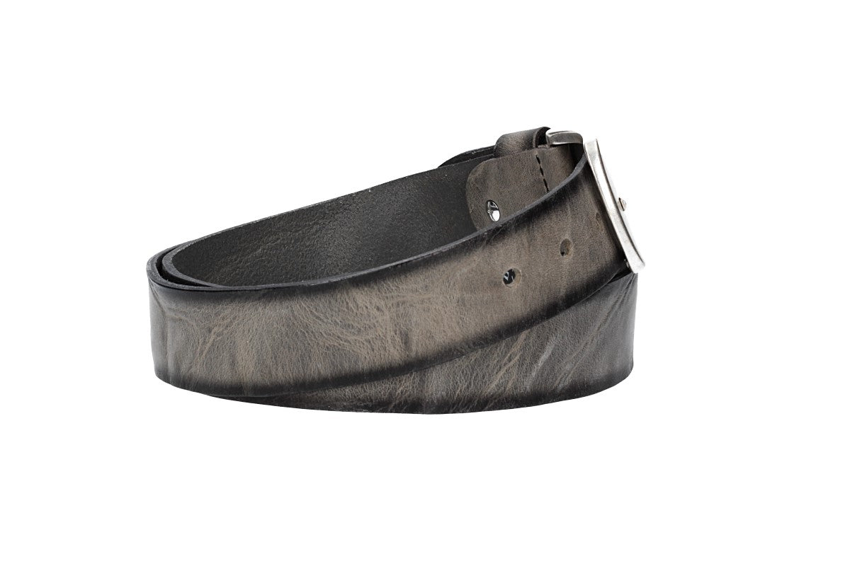 Jeansgürtel 40mm in Taupe|Grau mit Airbrushkante und Dornschließe Altsilber - leder-accessoires.com