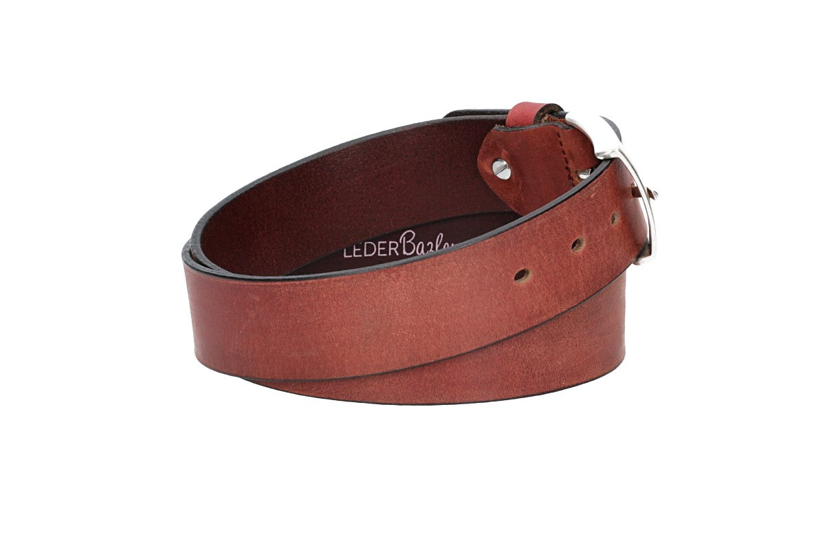 Ledergürtel Rot 40mm mit Dornschließe in Silber - leder-accessoires.com
