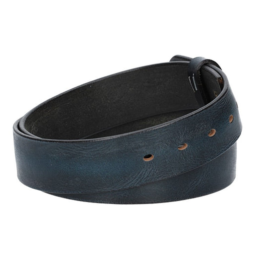 Lederriemen | Gürtelrohling Glanz 40mm in Blau|Marine mit Schlaufe und Kapplochteil - leder-accessoires.com