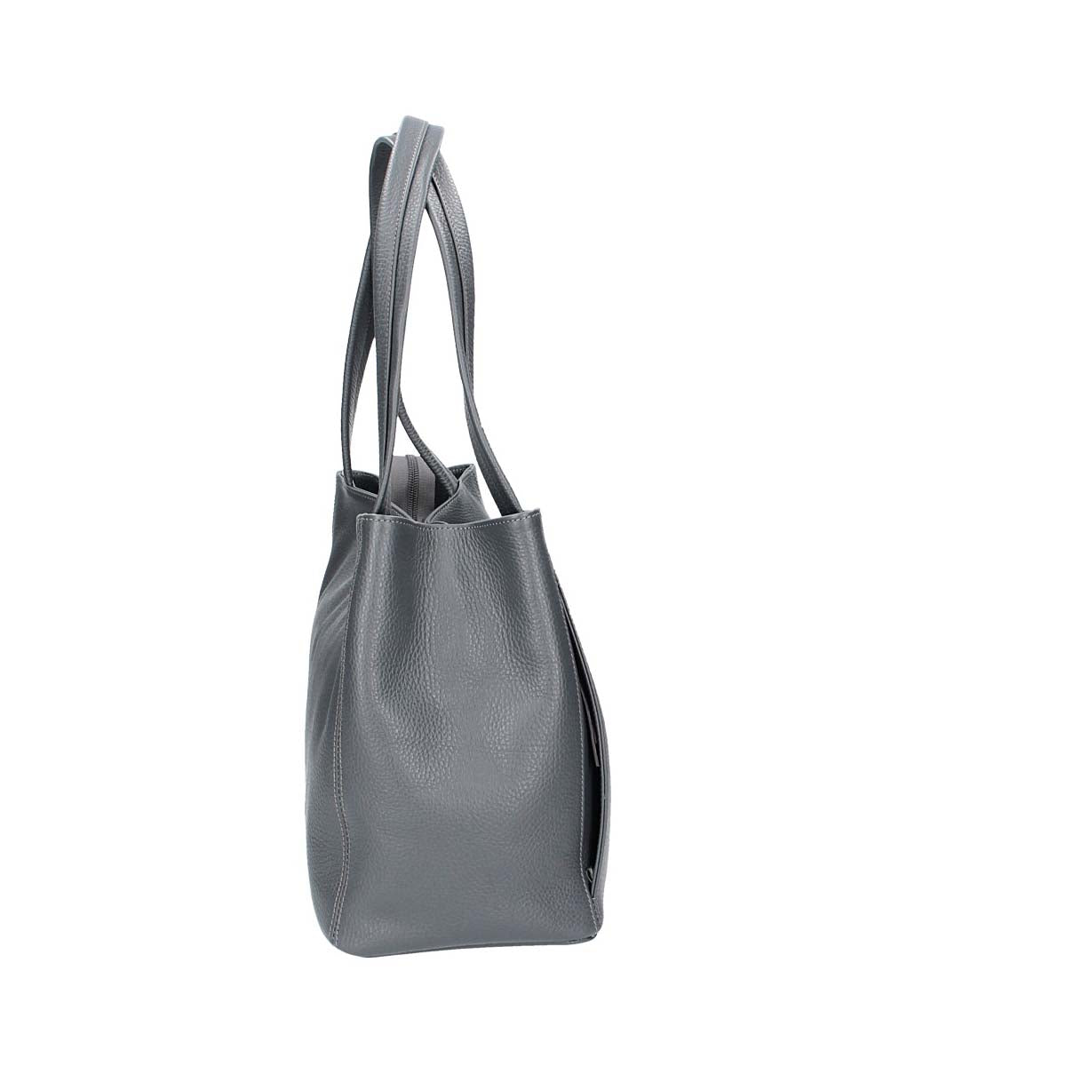 Schultertasche in Grau aus Leder - leder-accessoires.com