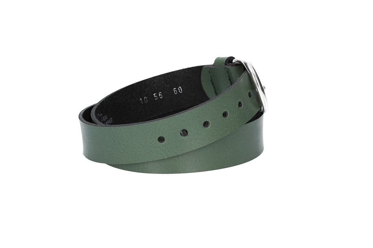 Ledergürtel Kids 25mm in Grün mit Schließe in Silber - leder-accessoires.com
