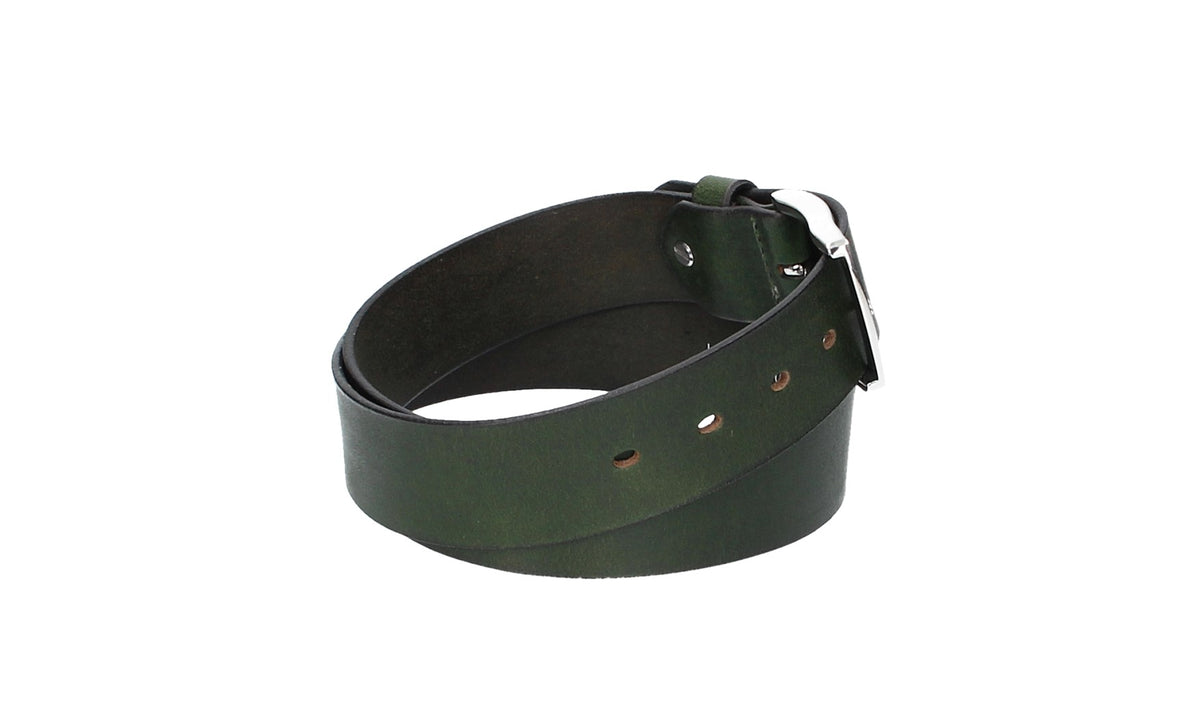 Ledergürtel Grün 40mm mit Dornschließe in Silber - leder-accessoires.com