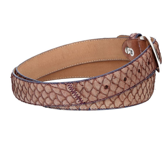 Schlangenledergürtel 30mm Rosa und Dornschließe in Silber - leder-accessoires.com