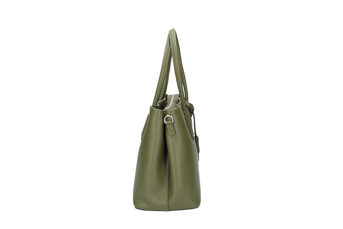 Schultertasche in Grün|Olive aus Leder - leder-accessoires.com