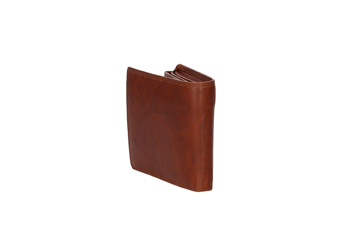 Geldbörse Querformat mit Riegel in Cognac aus Leder - leder-accessoires.com