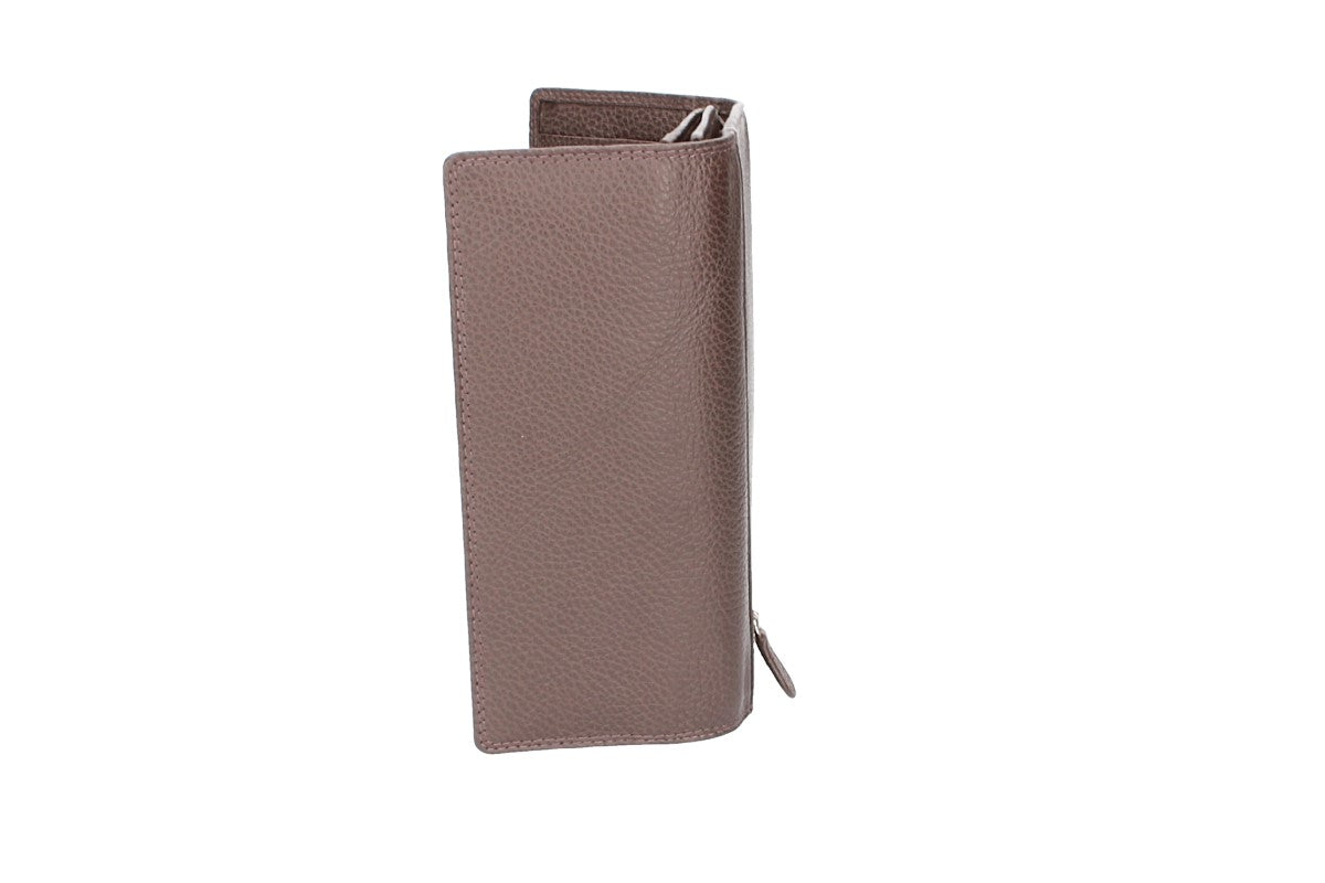 Damenbörse mit Überschlag in Braun aus Leder - leder-accessoires.com