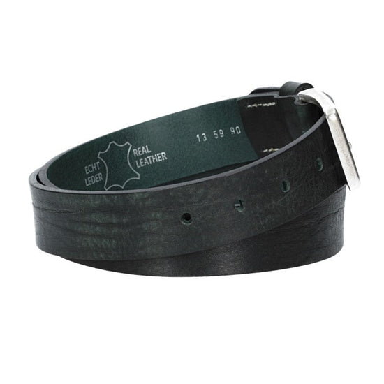 Hochwertiger Ledergürtel 35mm in Grün mit rustikaler Schließe in Silber - leder-accessoires.com