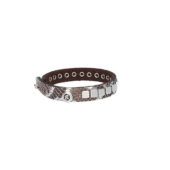 Armband Silber in Echsenoptik mit Nieten aus Leder - leder-accessoires.com