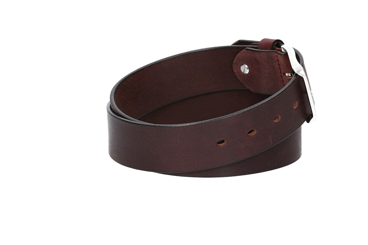 Ledergürtel Rot|Bordeaux 40mm mit Dornschließe in Silber - leder-accessoires.com