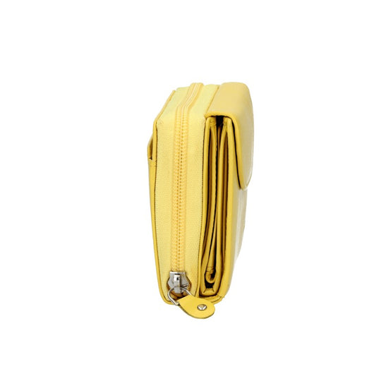 Damenbörse mit Reißverschluss in Gelb aus Leder - leder-accessoires.com