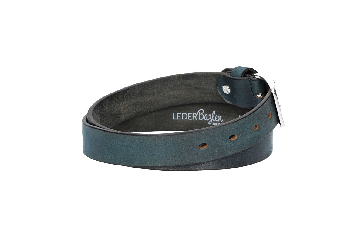 Ledergürtel 30mm in Blau|Marine mit Schließe in Silber - leder-accessoires.com