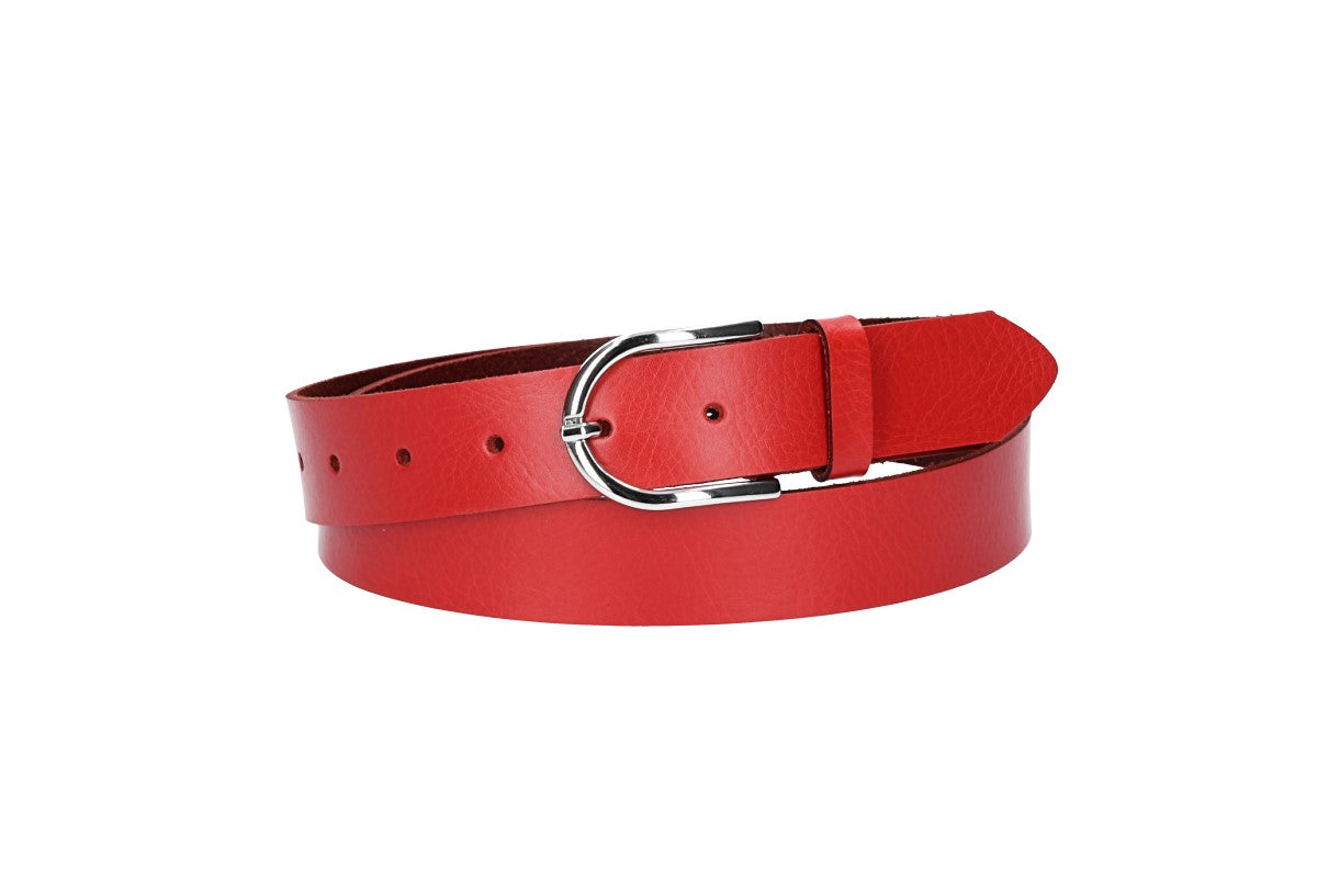 Ledergürtel 30mm in Rot mit Dornschließe in Silber - leder-accessoires.com
