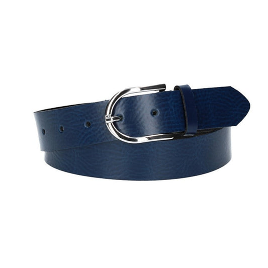 Ledergürtel 30mm in Blau | Marine mit Dornschließe in Silber - leder-accessoires.com