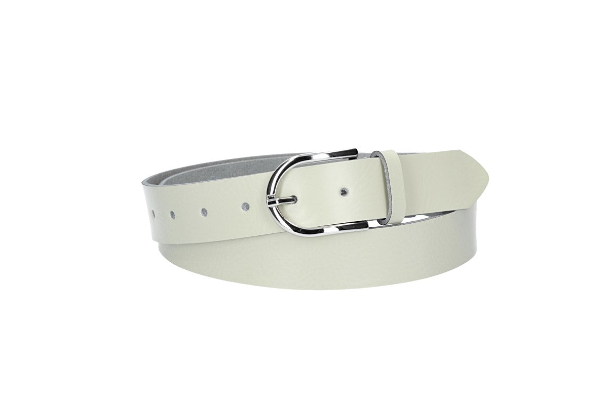 Ledergürtel 30mm in Beige mit Dornschließe in Silber - leder-accessoires.com