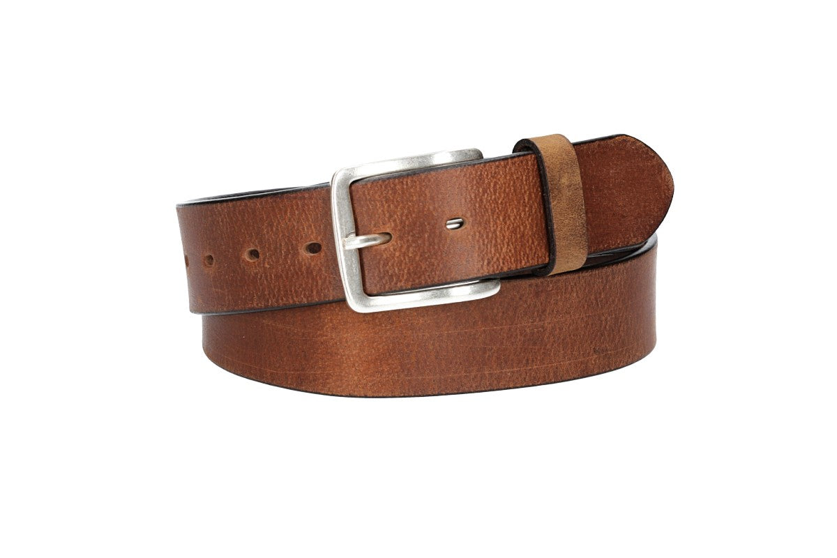 Ledergürtel Light Brown 40mm mit Dornschließe in Silber - leder-accessoires.com