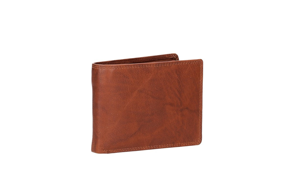 Geldbörse Querformat mit Riegel in Cognac aus Leder - leder-accessoires.com