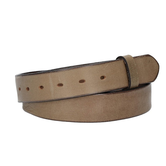 Lederriemen | Gürtelrohling Glanz 35mm in Natur| Beige mit Schlaufe und Kapplochteil - leder-accessoires.com