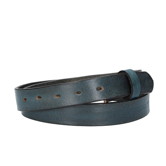 Lederriemen | Gürtelrohling Glanz 30mm in Blau | Marine mit Schlaufe und Kapplochteil - leder-accessoires.com