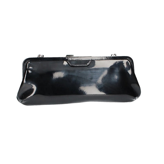 Clutch mit Clipverschluss in Schwarz|Lack aus Leder - leder-accessoires.com