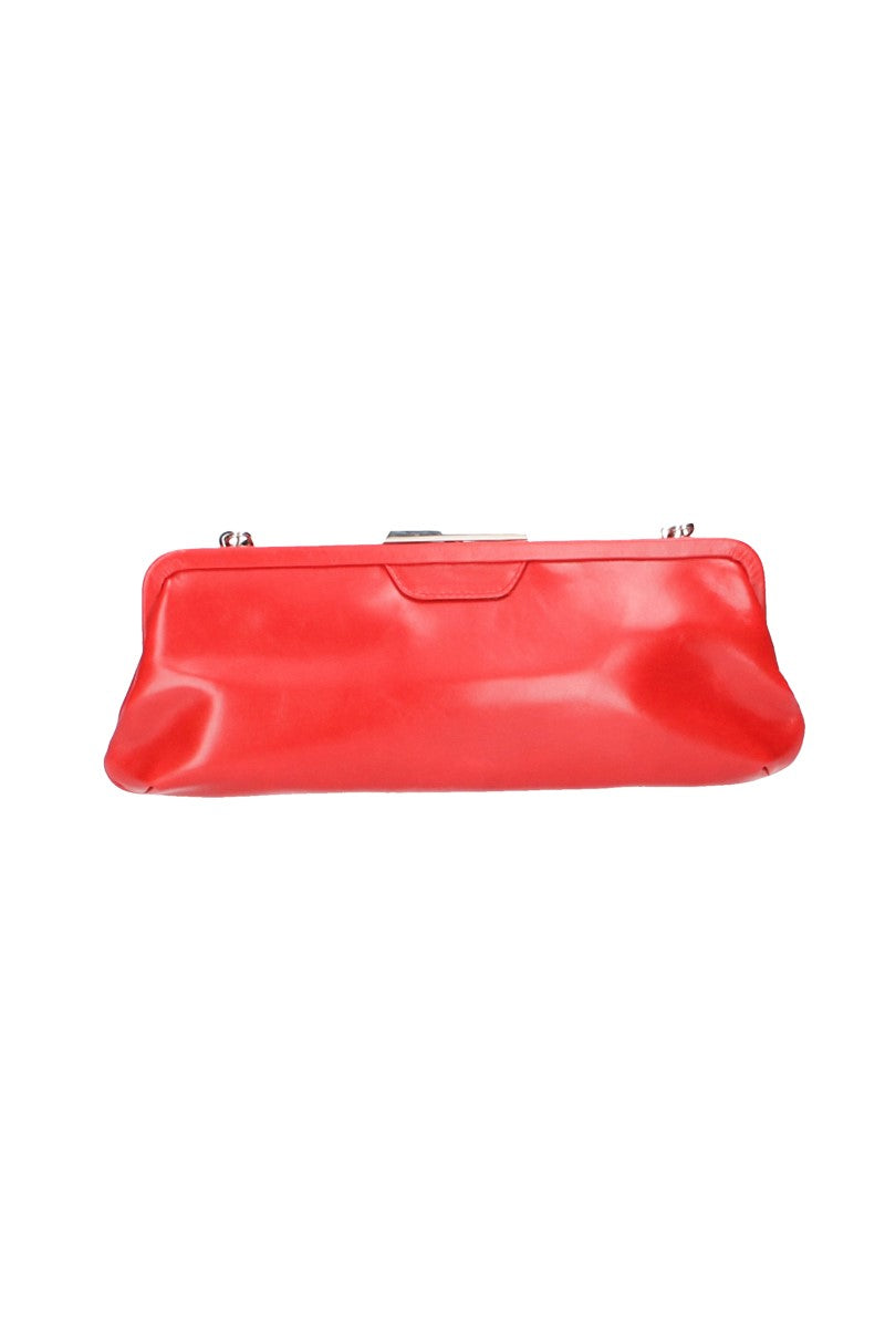 Clutch mit Clipverschluss in Rot aus Leder - leder-accessoires.com