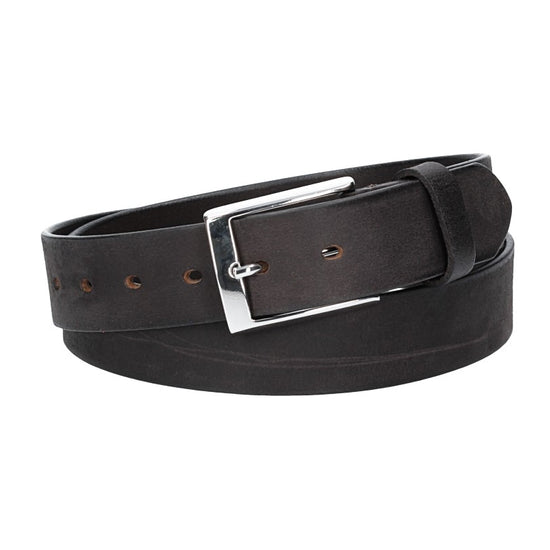 Ledergürtel Schwarz 35mm mit Dornschließe in Silber - leder-accessoires.com
