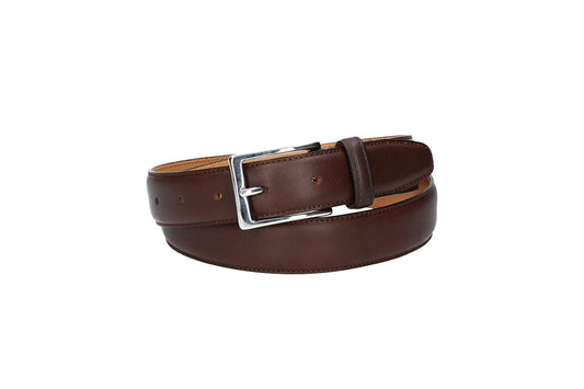 Ledergürtel in Braun 30 mm mit Schließe in glänzendem Silber - leder-accessoires.com