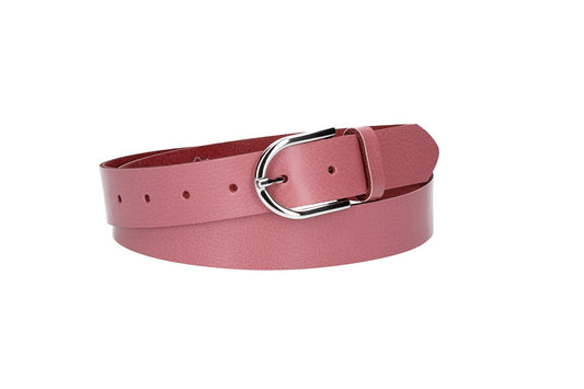 Ledergürtel 30mm in Rosa mit Dornschließe in Silber - leder-accessoires.com