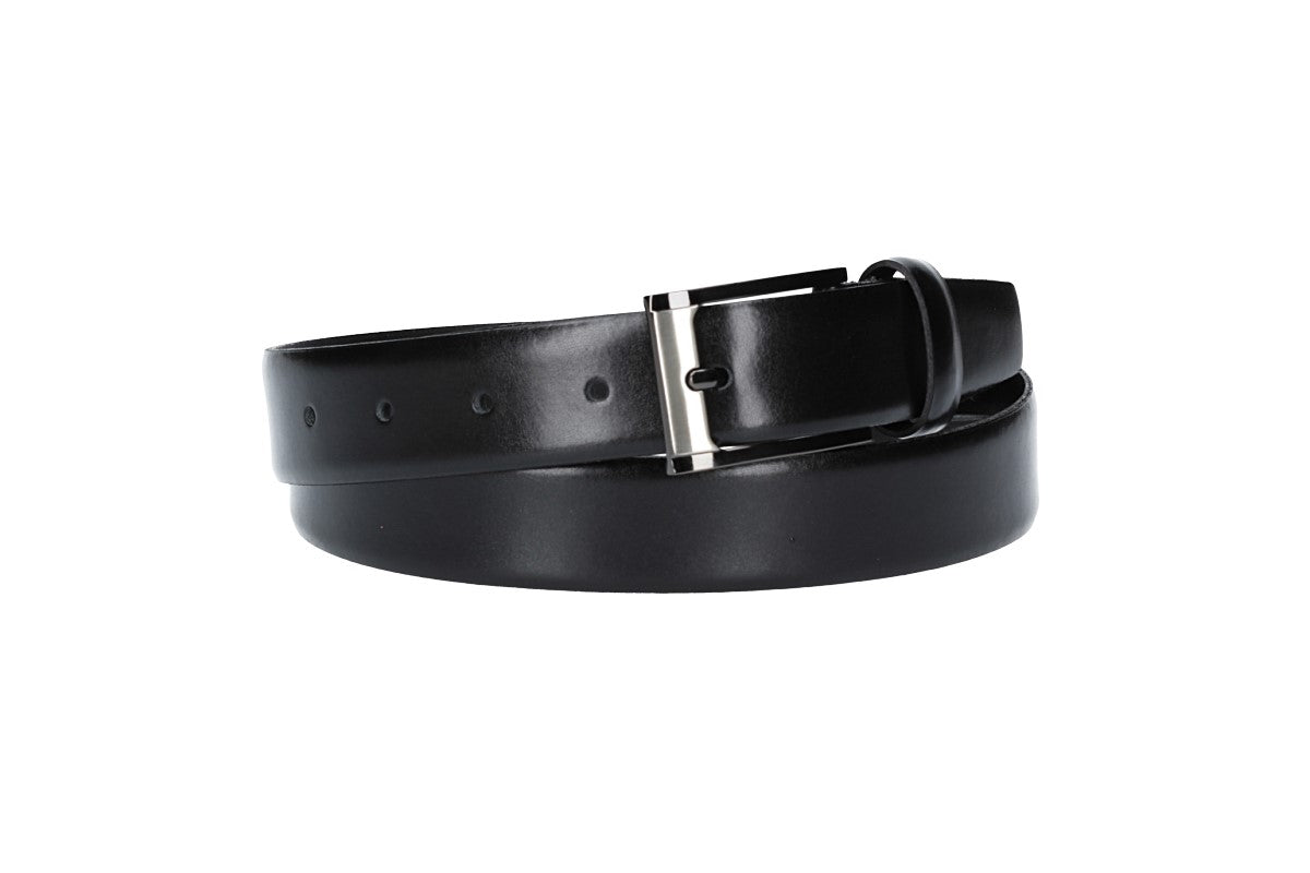 Herren-|Anzugsgürtel 30mm in Schwarz mit Dornschließe im Bicoloreffekt - leder-accessoires.com