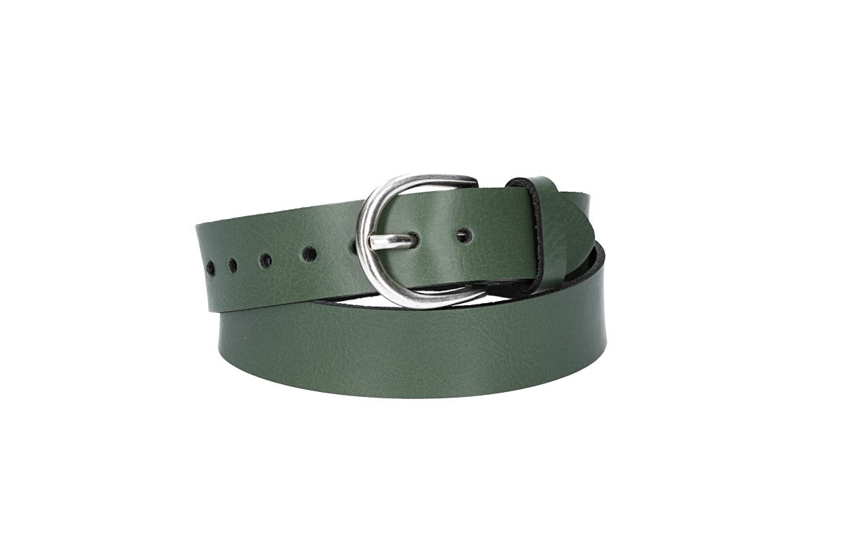 Ledergürtel Kids 25mm in Grün mit Schließe in Silber - leder-accessoires.com
