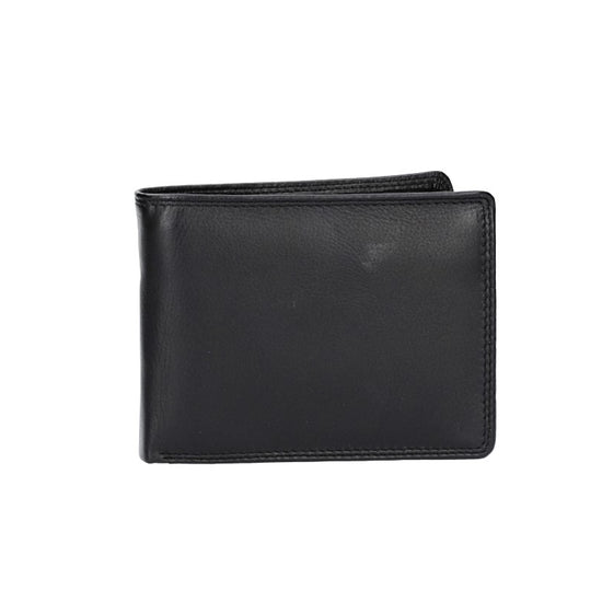 Geldbörse Querformat mit Riegel in Schwarz aus Leder - leder-accessoires.com