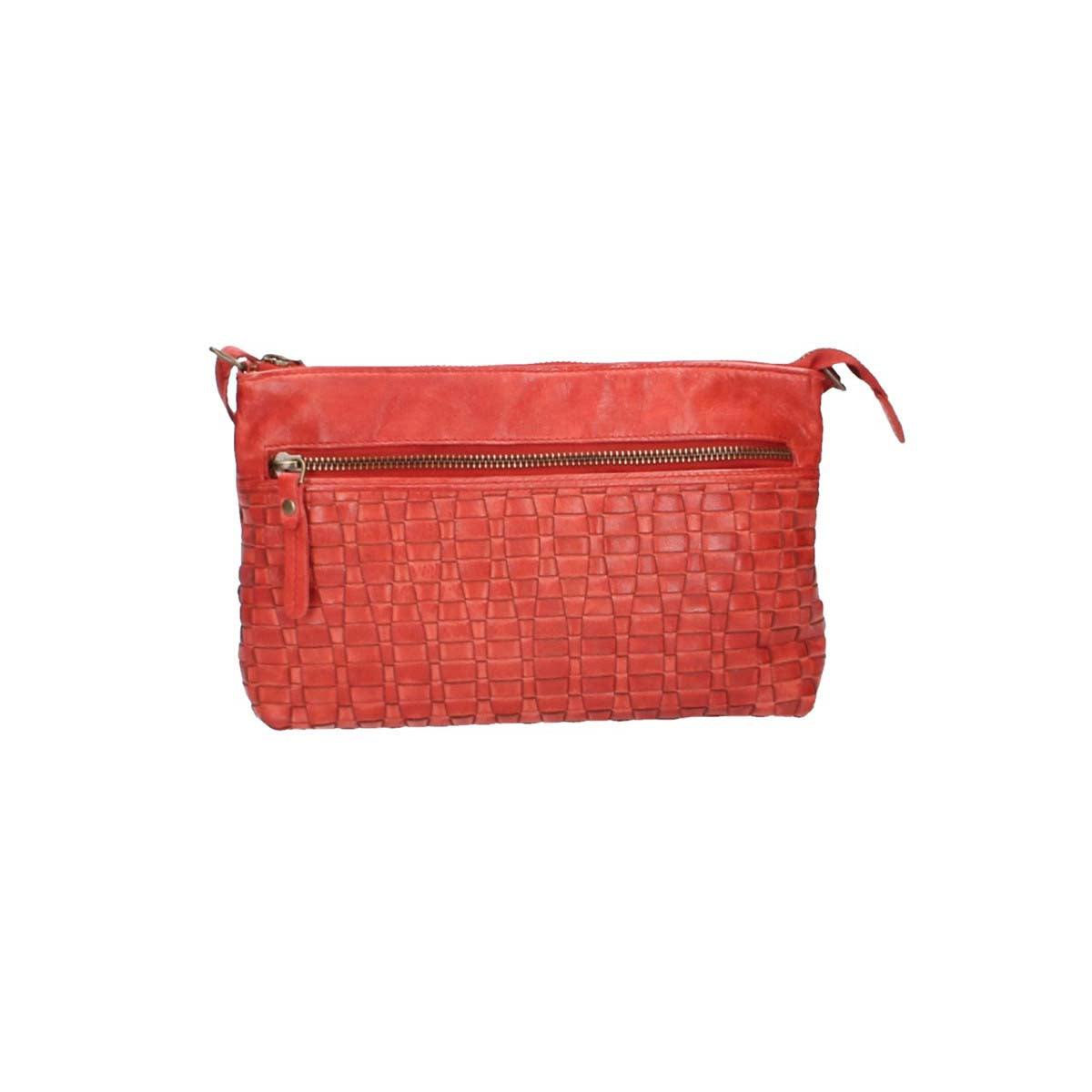 Umhängetasche in Rot mit Flechtmuster aus Leder - leder-accessoires.com