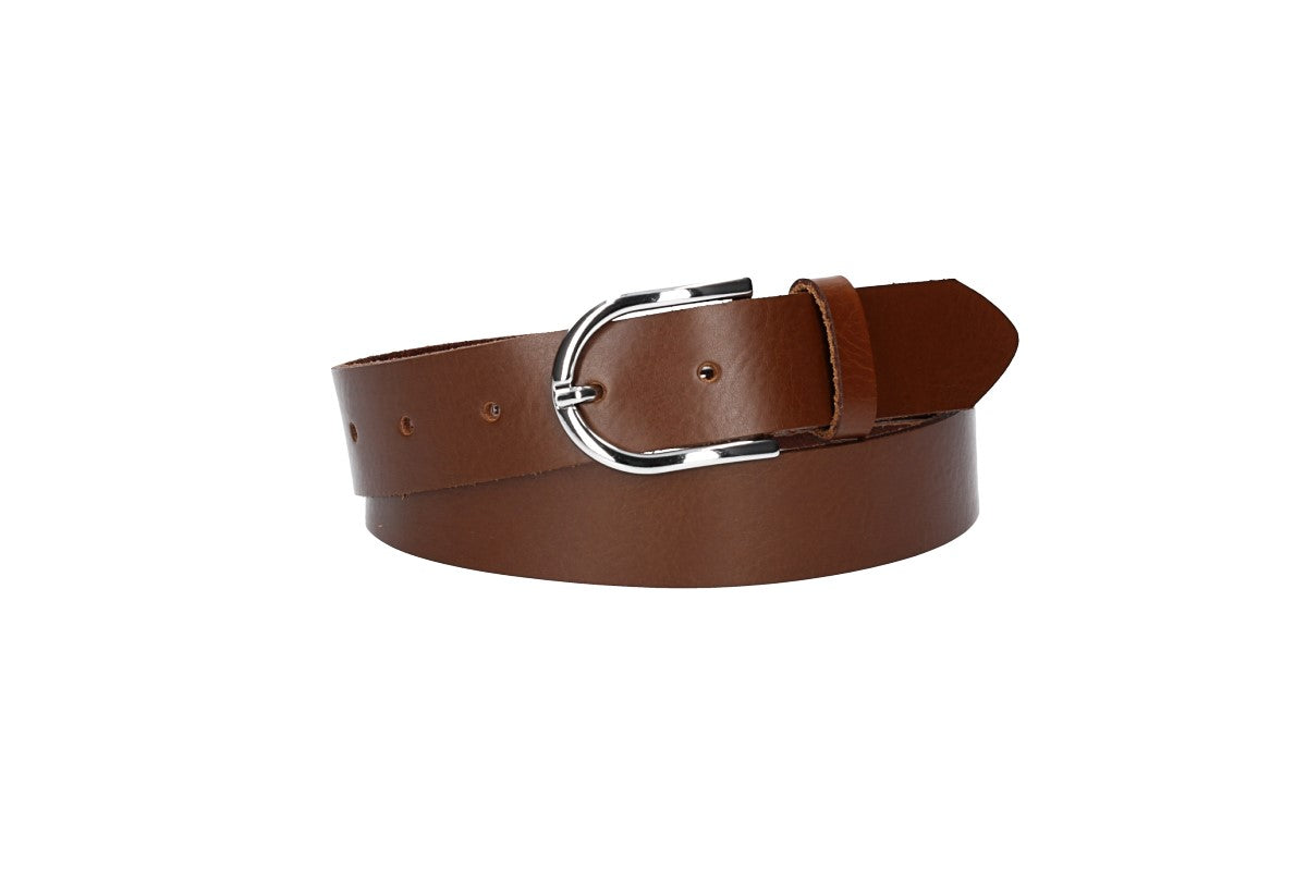 Ledergürtel 30mm in Cognac mit Dornschließe in Silber - leder-accessoires.com