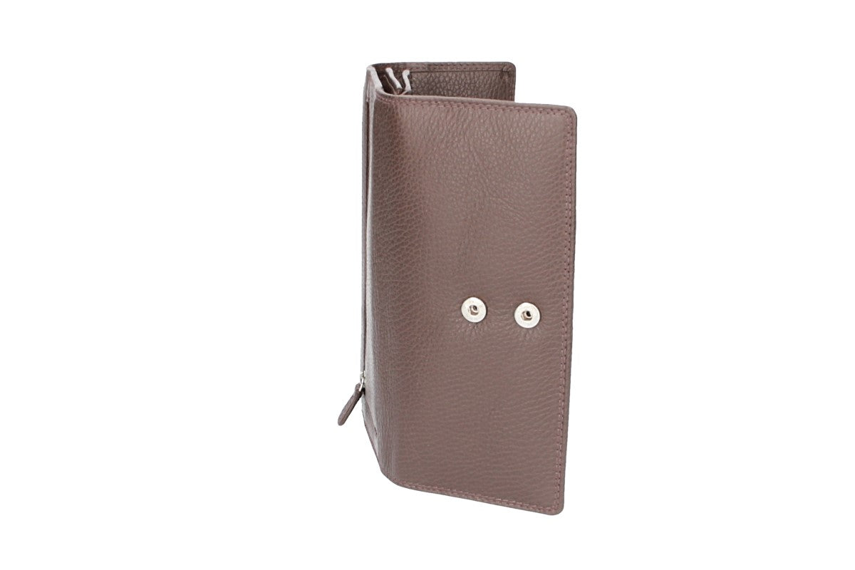 Damenbörse mit Überschlag in Braun aus Leder - leder-accessoires.com