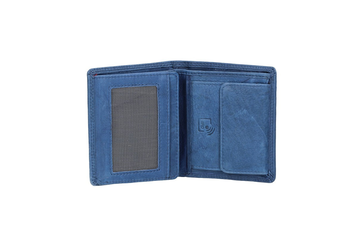 Geldbörse Hochformat klein in Blau|Navy aus Leder - leder-accessoires.com
