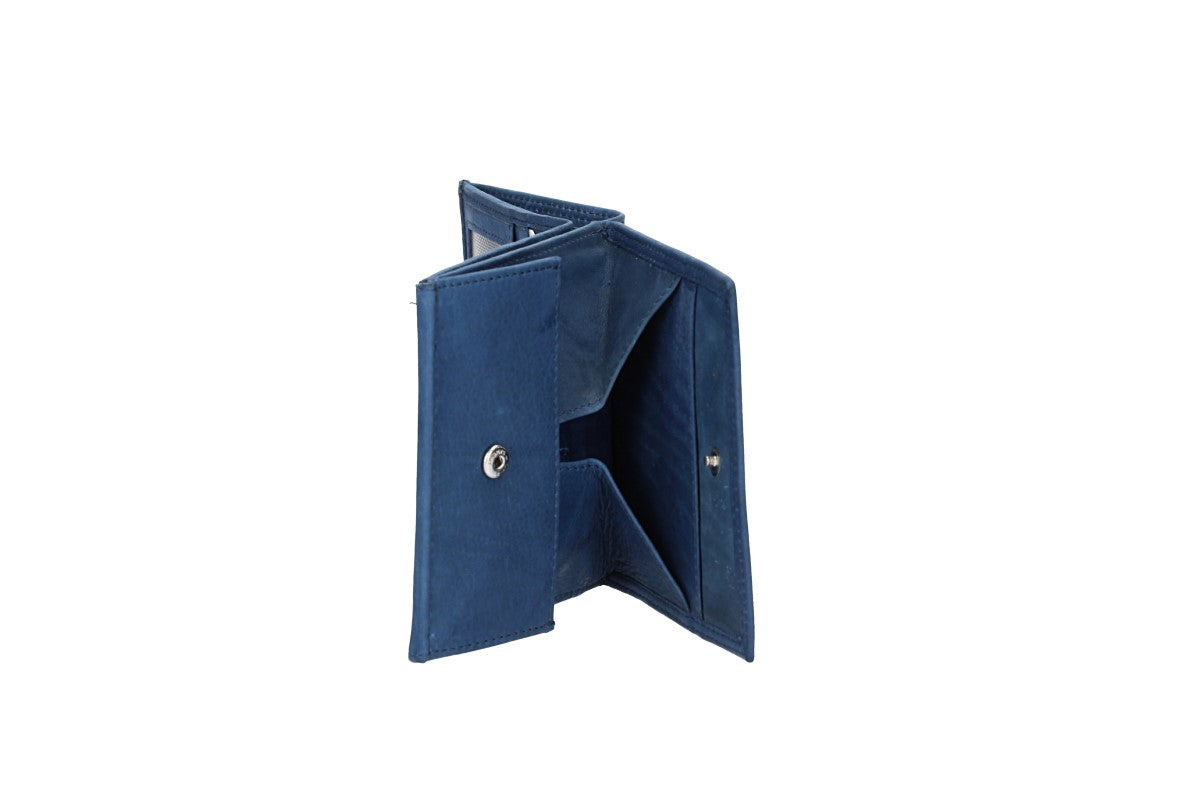 Geldbörse Wiener Schachtel in Blau|Navy aus Leder - leder-accessoires.com