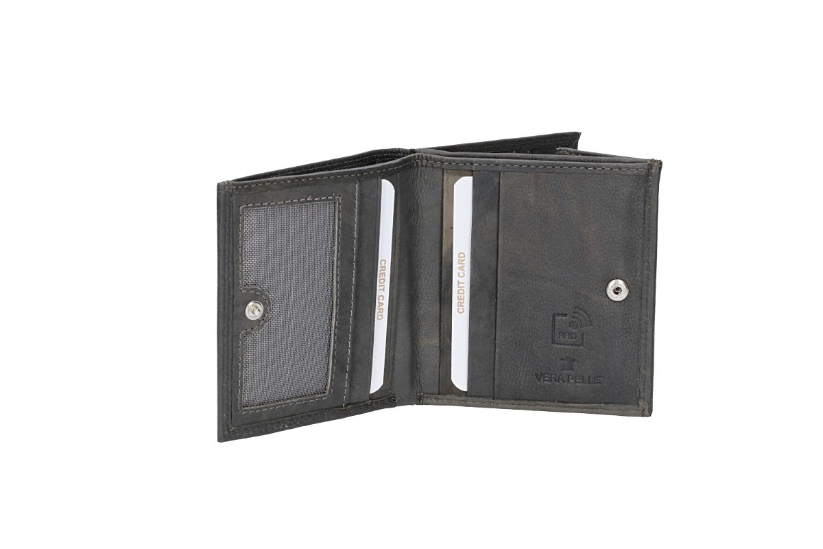 Geldbörse Wiener Schachtel in Grau aus Leder - leder-accessoires.com